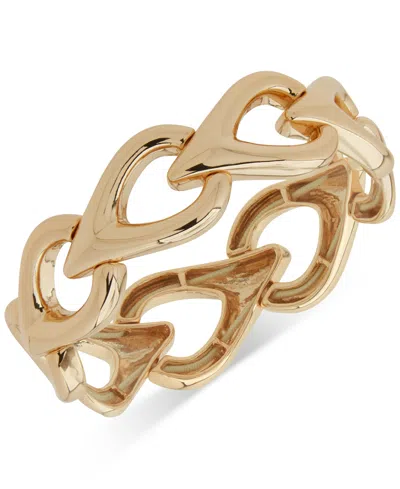 Anne Klein Rounded Gold-tone Teardrop Linked Stretch Bracelet