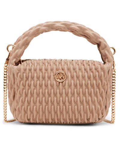 Anne Klein Rounded Ruched Small Crossbody Bag In Brown