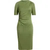 Anne Klein Ruched Body-con Dress In Green