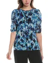 Anne Klein Dot Print Mesh Crewneck T-shirt In Blue