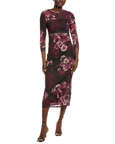 ANNE KLEIN ANNE KLEIN RUCHED MESH MIDI DRESS