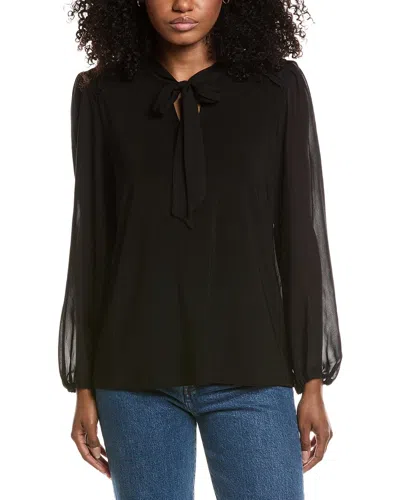 Anne Klein Ruched Shoulder Blouse In Black