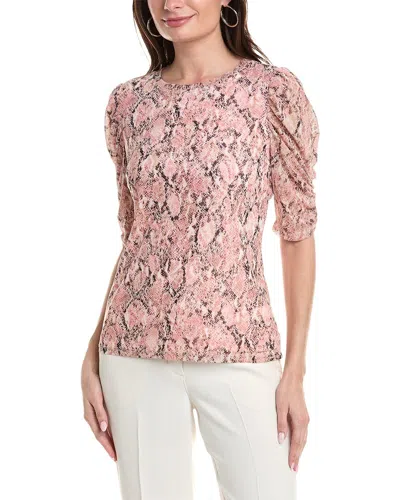 Anne Klein Ruched Sleeve Top In Pink