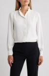 Anne Klein Ruffle Accent Button-up Shirt In White