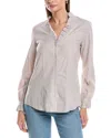 Anne Klein Ruffle Button Down Shirt In Brown