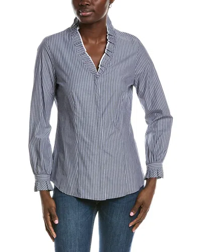 Anne Klein Ruffle Button Down Shirt In Multi