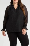 Anne Klein Ruffle Chiffon Top In Anne Black