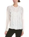 Anne Klein Ruffle Front Chiffon Blouse