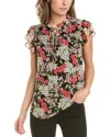 Anne Klein Plus Size Printed Ruffle-sleeve Tie-neck Blouse In Red