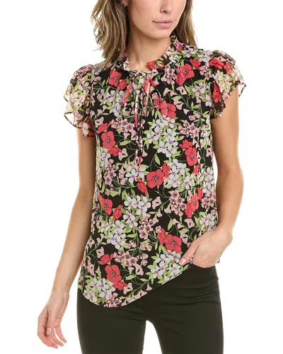 Anne Klein Ruffle Neck Blouse In Red