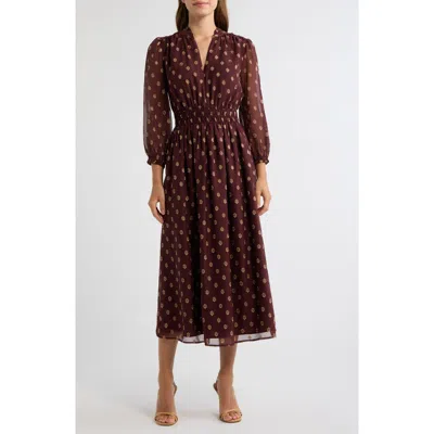 Anne Klein Ruffle Neck Midi Dress In Bolaro