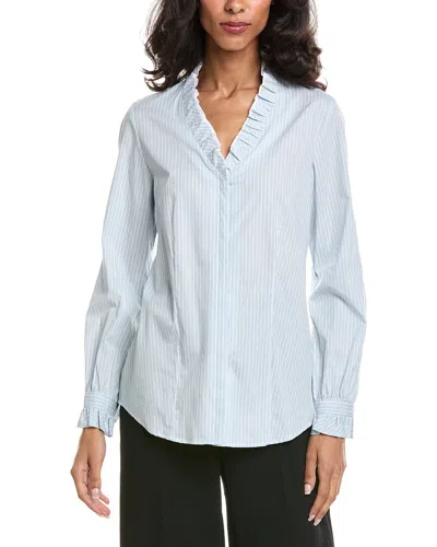 Anne Klein Ruffle Shirt In Blue