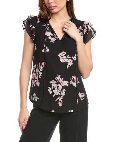 Anne Klein Ruffle Sleeve Blouse In Black
