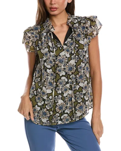 ANNE KLEIN RUFFLE SLEEVE BLOUSE