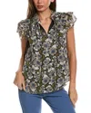 ANNE KLEIN ANNE KLEIN RUFFLE SLEEVE BLOUSE