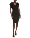 Anne Klein Ruffle Sleeve Scuba Crepe Sheath Dress In Black
