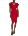 Anne Klein Ruffle Sleeve Scuba Crepe Sheath Dress In Red