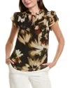 Anne Klein Ruffle Sleeve Tie Blouse In Multi