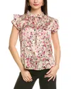 Anne Klein Ruffle Sleeve Tie Blouse In White