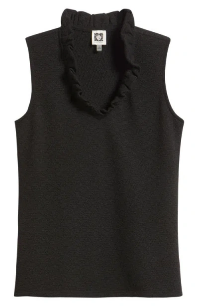 Anne Klein Ruffle Sleeveless Knit Top In Black