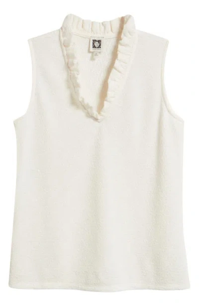 Anne Klein Ruffle Sleeveless Knit Top In White