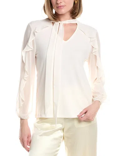 Anne Klein Ruffle Tie Neck Top In Black