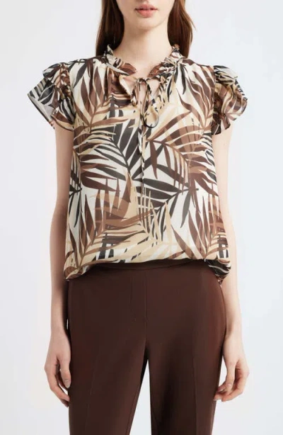 Anne Klein Ruffle Sleeve Tie Blouse In Multi