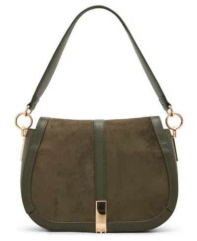 Anne Klein Saddle Medium Flap Crossbody Handbag In Green