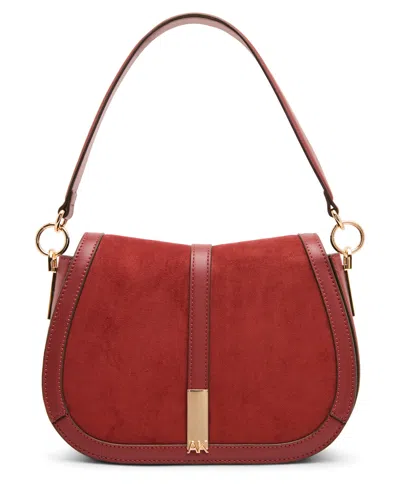 Anne Klein Saddle Medium Flap Crossbody Handbag In Red