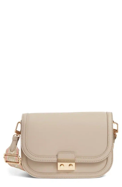 Anne Klein Saffiano Flap Shoulder Bag In Stone