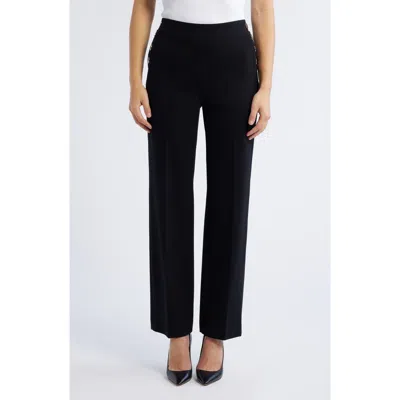 Anne Klein Sailor High Waist Pull-on Wide Leg Pants In Anne Black