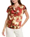 Anne Klein Women's Floral-print Cowlneck Short-sleeve Blouse, Created For Macy's In Multi
