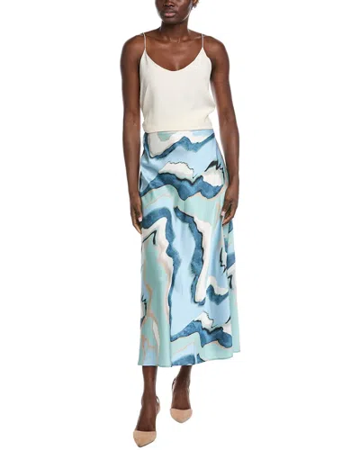 Anne Klein Satin Flared Midi Dress In Blue