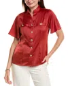 Anne Klein High Neck Short Sleeve Button-up Shirt