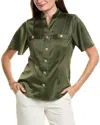 Anne Klein High Neck Short Sleeve Button-up Shirt