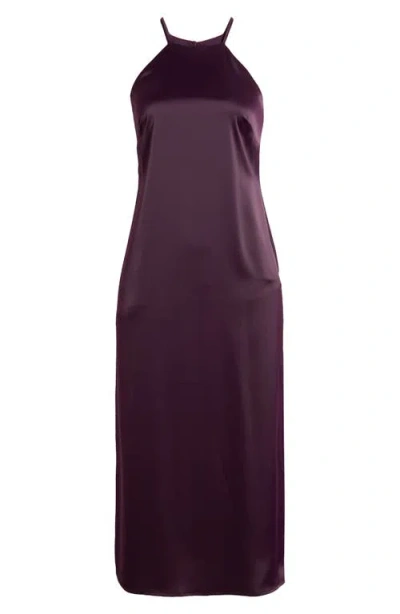 Anne Klein Satin Midi Slipdress In Purple
