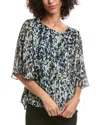 Anne Klein Splatter Print Cape Sleeve Top In Multi