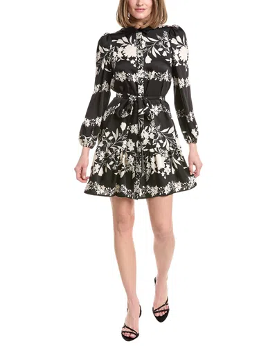 Anne Klein Satin Twill Tiered Shirtdress In Multi