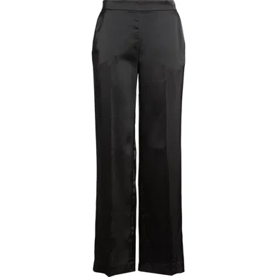 Anne Klein Satin Wide Leg Pants In Black