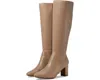 Anne Klein Sawyer Boots Womens Taupe Leather Block Heel Knee High Jobb1246 In Brown