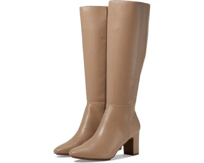Anne Klein Sawyer Boots Womens Taupe Leather Block Heel Knee High Jobb1246 In Brown
