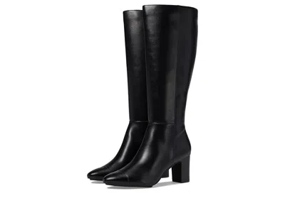 Anne Klein Sawyer Women's Boot Black Leather Knee High Side Zip Boots Jobb1721