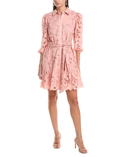 Anne Klein Scalloped Hem Tiered Lace Shirtdress In Multi