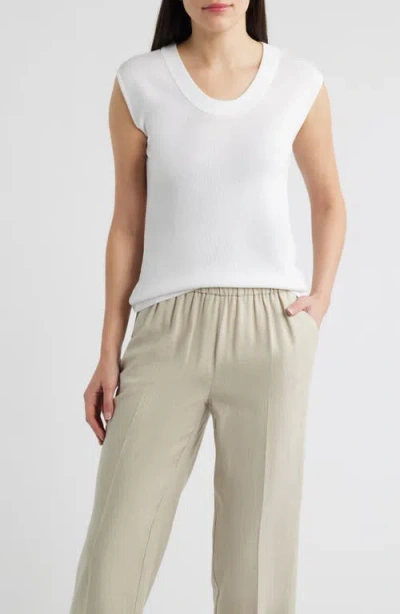 Anne Klein Scoop Neck Knit Top In White