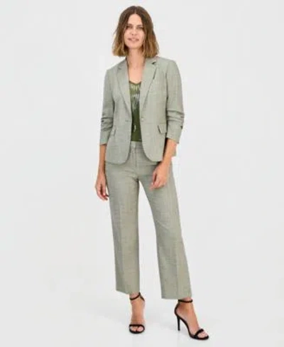 Anne Klein Scrunch Sleeve Blazer Sequinned Camisole Ankle Pants In Green