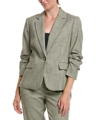 Anne Klein Scrunch Sleeve One Button Jacket In Green