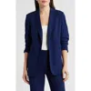 Anne Klein Scrunch Sleeve Open Front Jacket In Blue