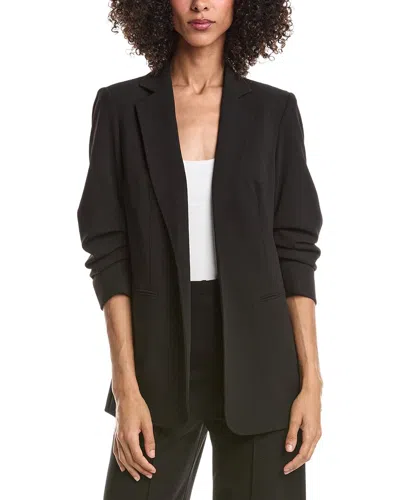 Anne Klein Scrunch Sleeve Open Jacket In Black