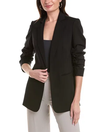 Anne Klein Scrunch Sleeve Open Jacket In Black