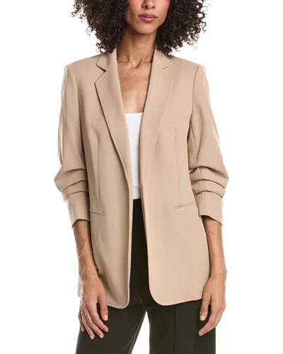 Anne Klein Scrunch Sleeve Open Jacket In Brown